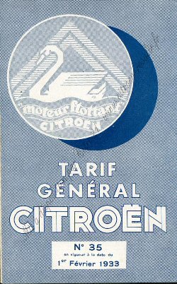 tarif No35 fevrier 1933