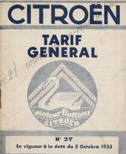 tarif No37 octobre 1933